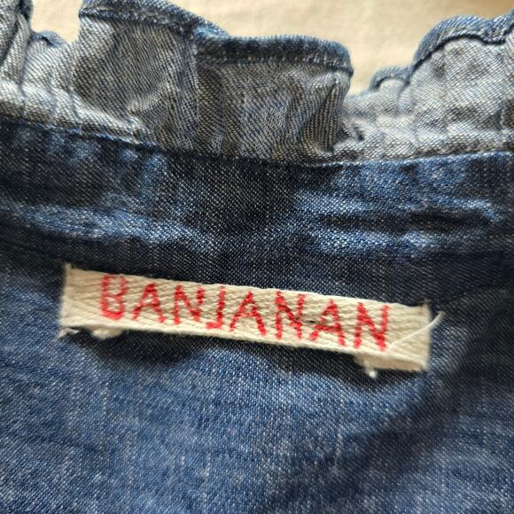 Banjanan Denim Chambray Tunic Mini Dress Size XS Long Sleeve Boho Cottage - Picture 5 of 9